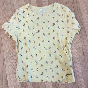 Yellow floral pattern crop top